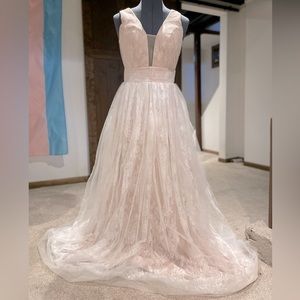 Lace rose gold custom wedding dress